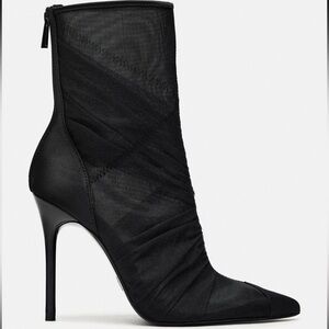 Zara Elegant Black Mesh Heeled Boots